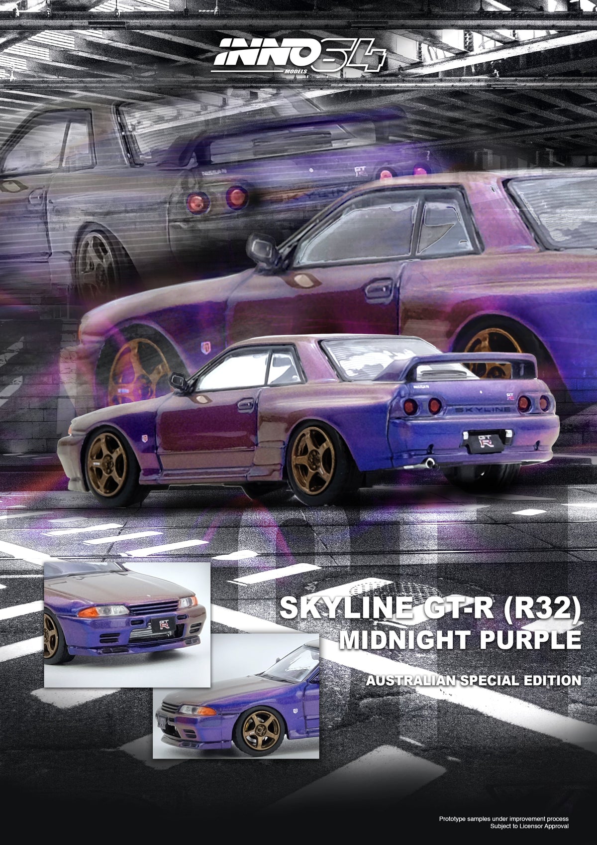 Inno64 1:64 SKYLINE GT-R (R32) Midnight Purple Australia Special Edition Limited Edition IN64-R32-MP-AS