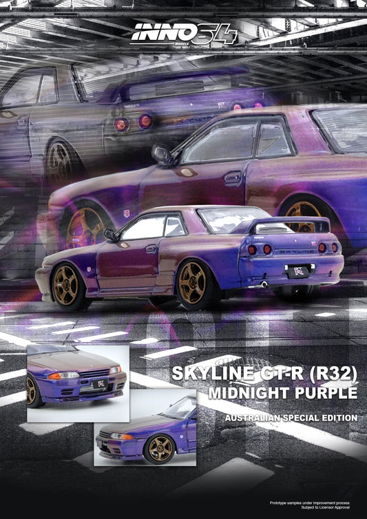 Inno64 1:64 SKYLINE GT-R (R32) Midnight Purple Australia Special Edition Limited Edition IN64-R32-MP-AS