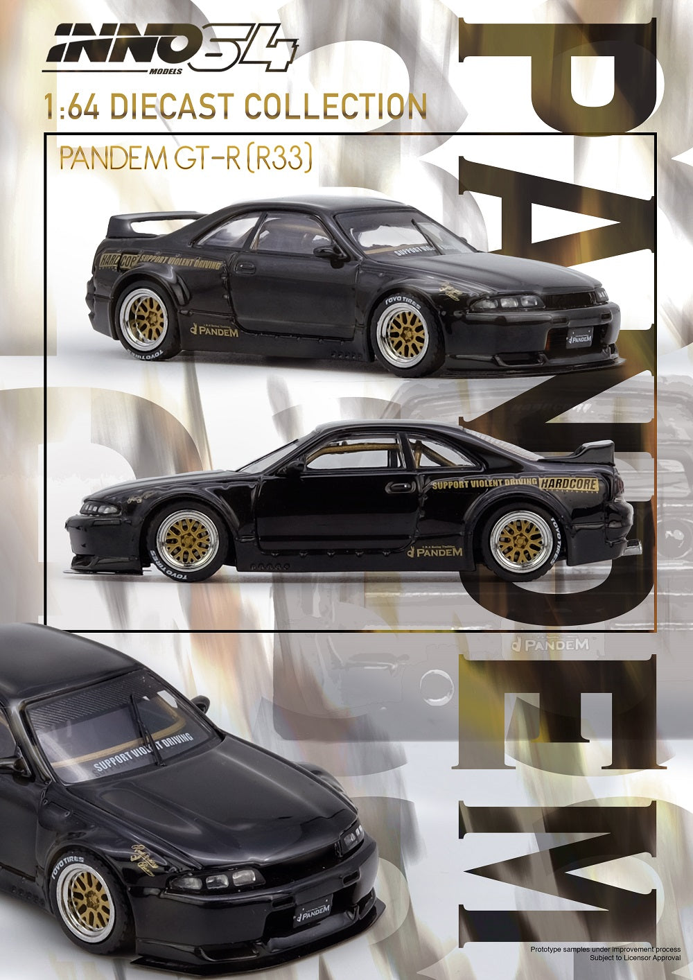 Inno64 1:64 Nissan PANDEM GT-R (BCNR33) Black IN64-R33P-BLA