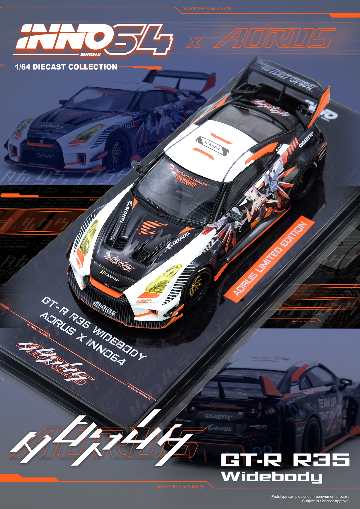Inno64 1:64 GT-R R35 WIDEBODY AORUS X INNO64 Limited Edition IN64-R35LB-AORUS