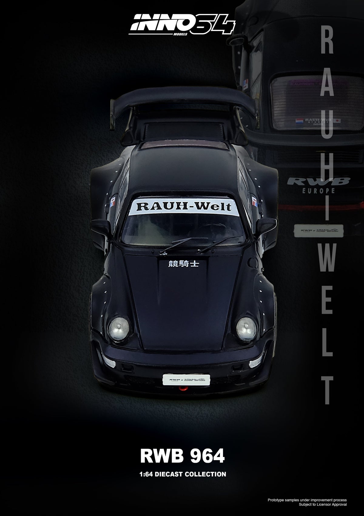Inno64 1:64 Porsche RWB 964 Black Matt IN64-RWB964-BM