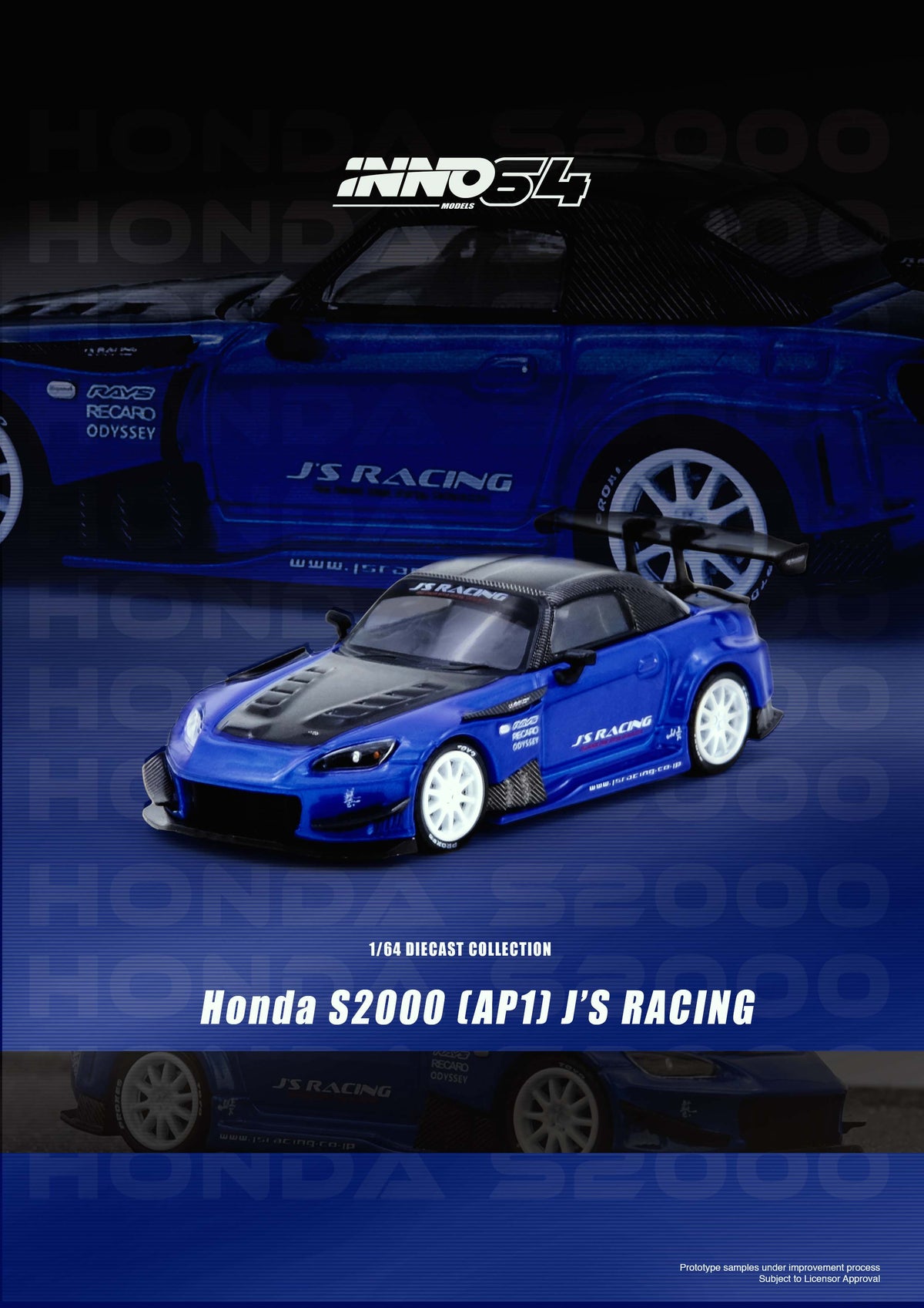Inno64 1:64 HONDA S2000 J'S RACING Blue IN64-S2000JS-BLUE