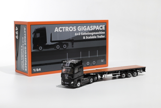 GCD 1:64 Mercedes-Benz Actros 3 axle tractor with retractable trailer (3 Colours)