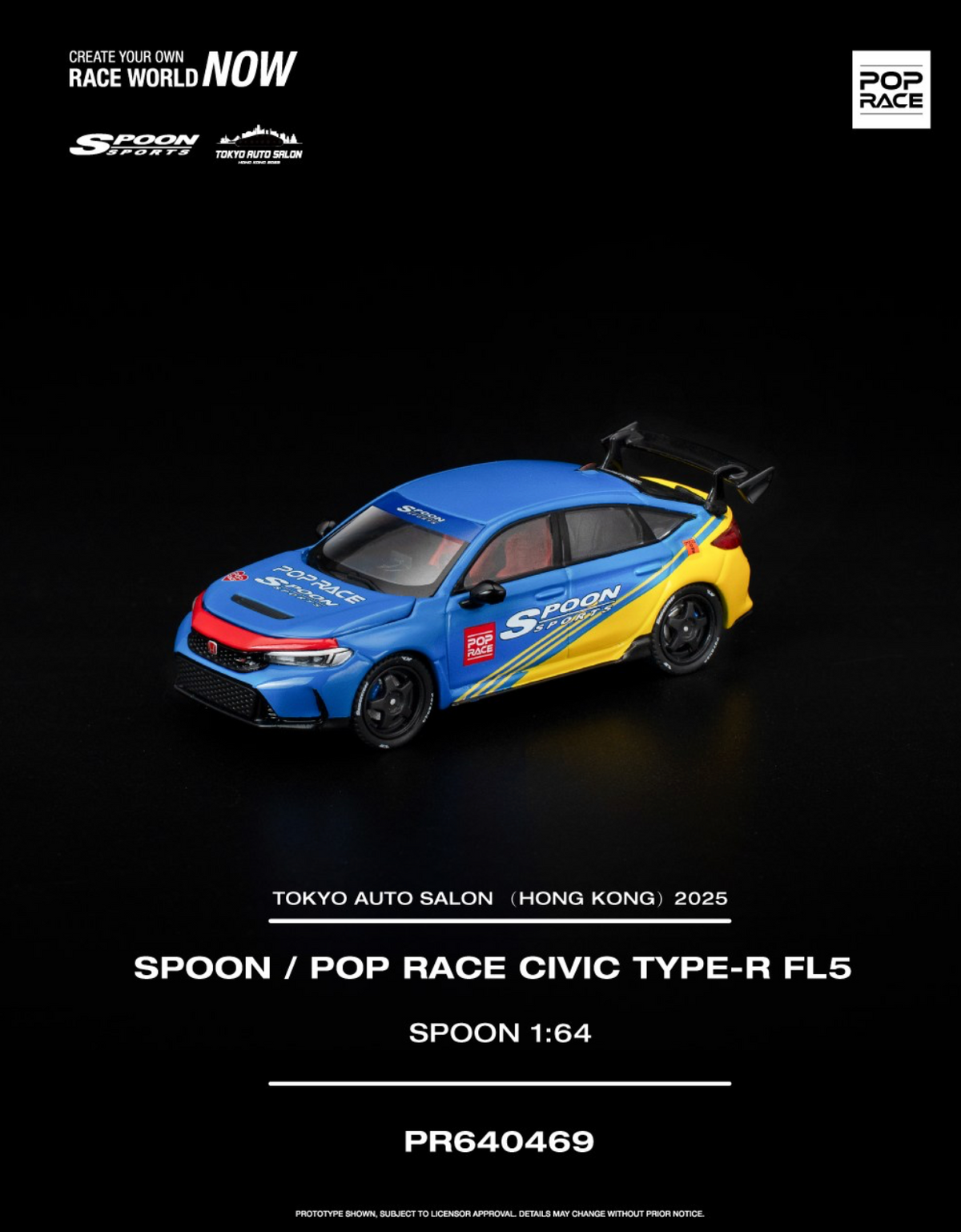 POPRACE 1:64 HONDA CIVIC TYPE-R FL5 SPOON TASHK 2025 PR640469