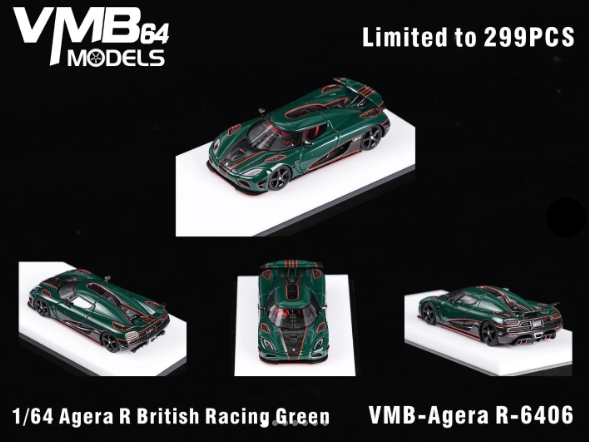 VMB 1:64 KOENIGSEGG AGERA R British Racing Green Right Hand Drive VMB-Agera R-6406