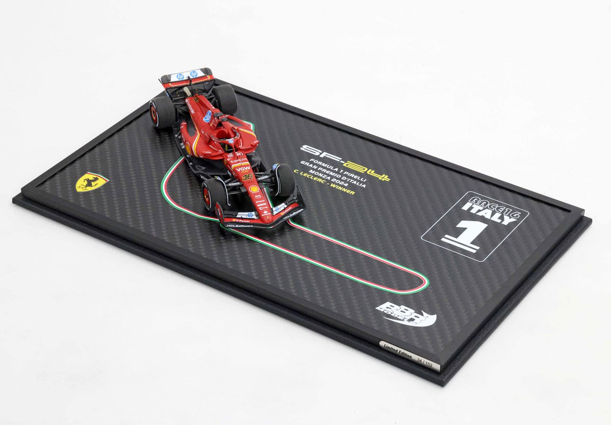 [Preorder] BBR Models 1:43 Ferrari SF24 Monza GP 2024 - Leclerc Winner Special carbon box BBRC307ACOF