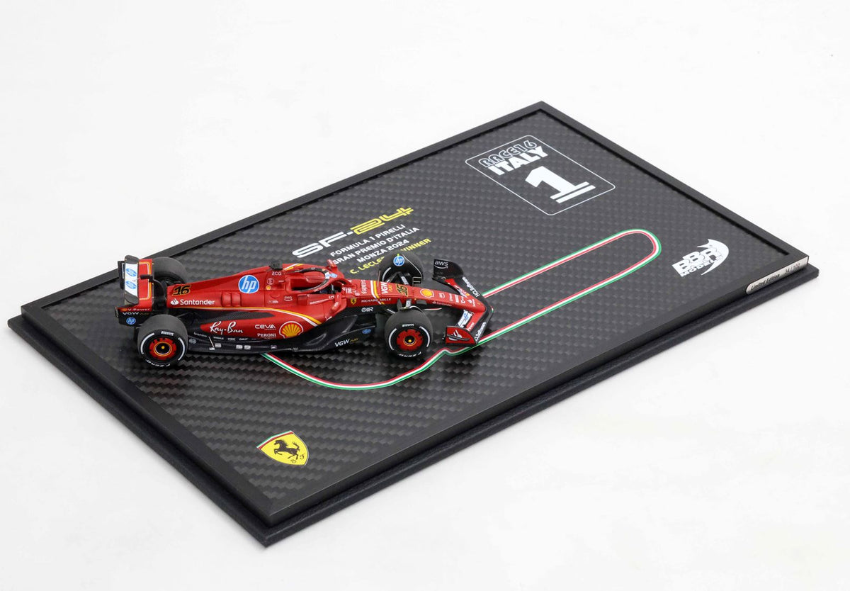 [Preorder] BBR Models 1:43 Ferrari SF24 Monza GP 2024 - Leclerc Winner Special carbon box BBRC307ACOF