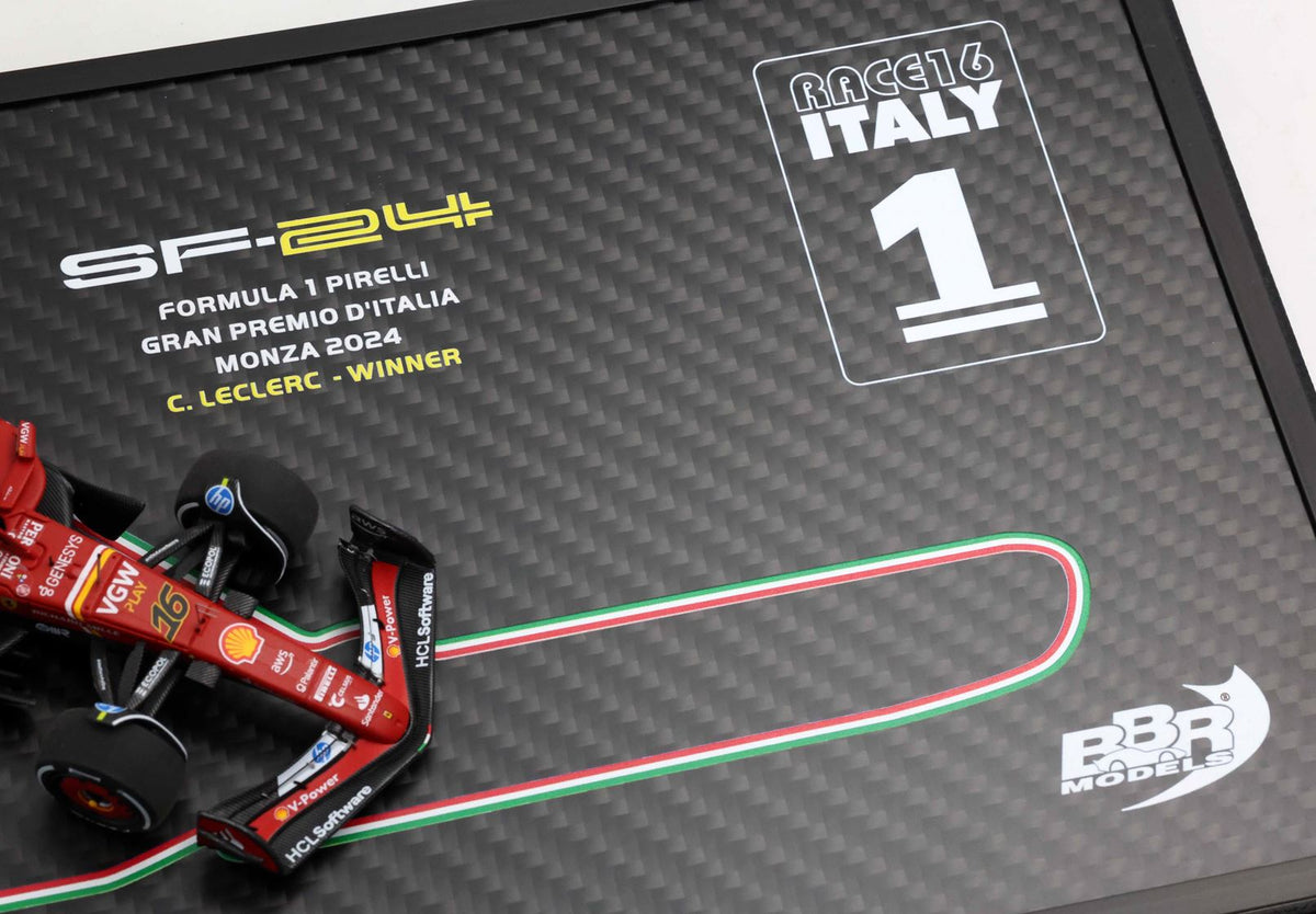 [Preorder] BBR Models 1:43 Ferrari SF24 Monza GP 2024 - Leclerc Winner Special carbon box BBRC307ACOF