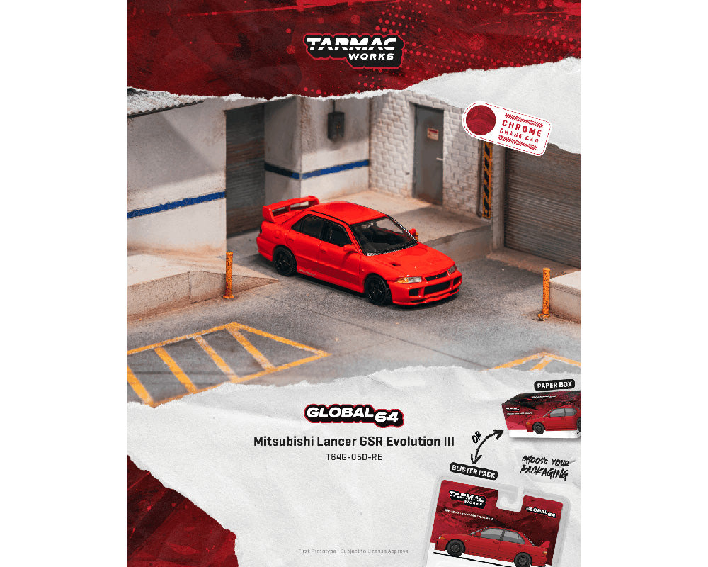 [Preorder] Tarmac Works 1:64 Mitsubishi Lancer GSR Evolution III – Red T64G-050-RE-B