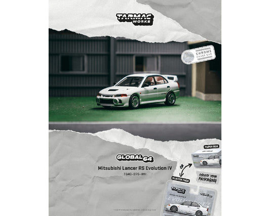 [Preorder] Tarmac Works 1:64 Mitsubishi Lancer RS Evolution IV White Global 64 T64G-076-WH-B