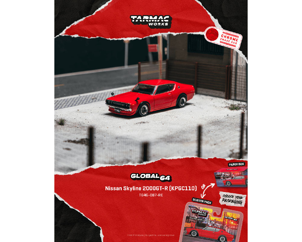 [Preorder] Tarmac Works 1:64 Nissan Skyline 2000GT-R (KPGC110) Red Global 64 T64G-087-RE-B