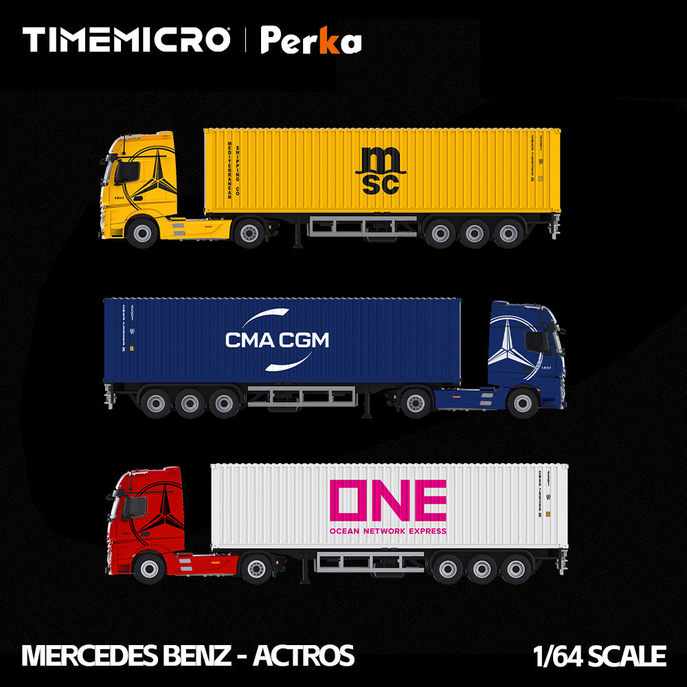 TimeMicro X Perka 1:64 Mercedes Actros container truck (3 Colours)