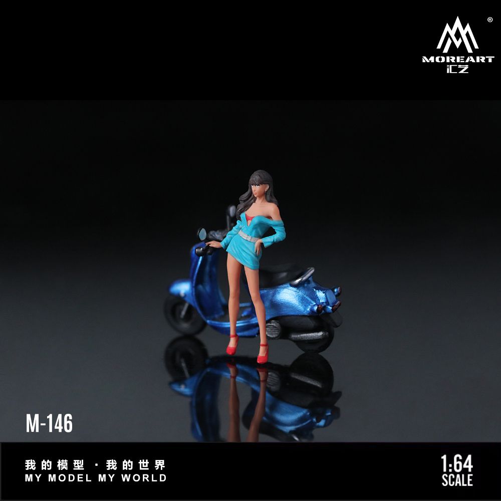 MoreArt 1:64 Retro Scooter Blue Pretty Girl MO222146