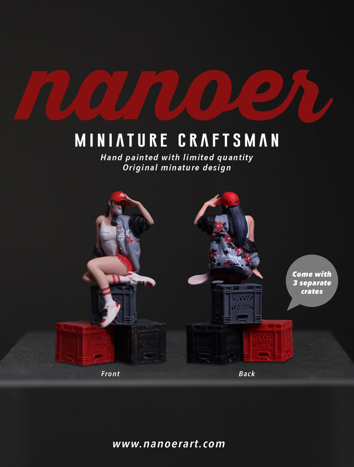 Nanoer 1:64 Bubble Gum girl with 3 crates Red