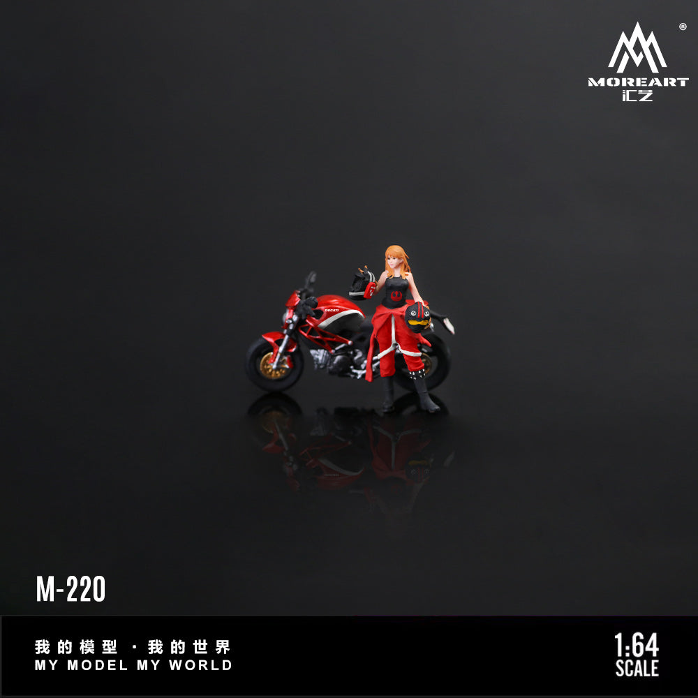 MoreArt 1:64 DUCATI MONSTER 696 RED AND BLACK COOL GIRL RIDING DOLL MO222220