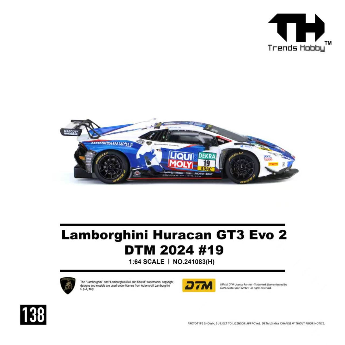 [Preorder] Trends Hobby 1:64 Lamborghini Huracan GT3 EVO2 - DTM 2024 #19 241083(H)