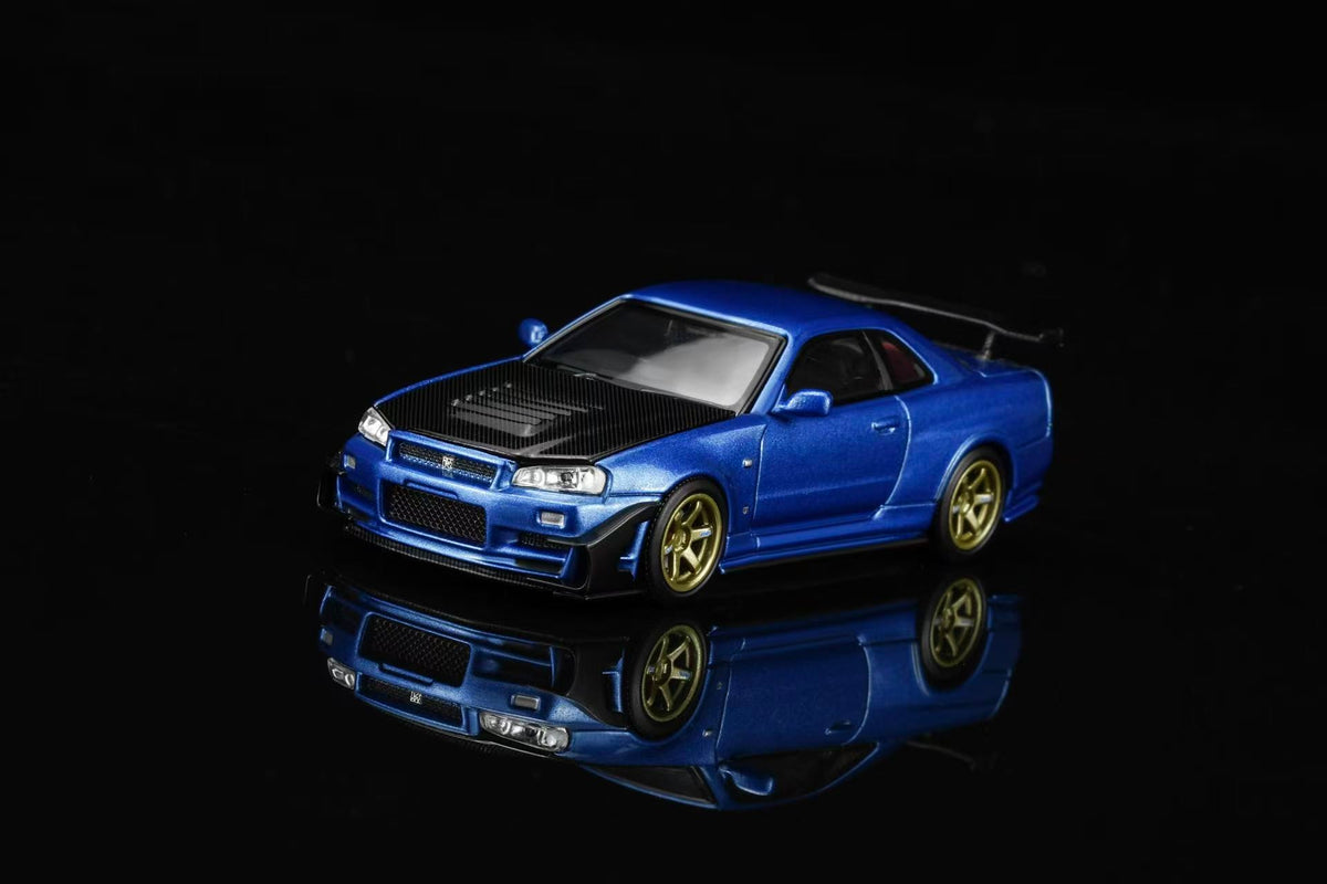 [Preorder] MOTORHELIX 1:64 Nissan Skyline GT-R (R34) Customized (2 Colours) M63475/M63476