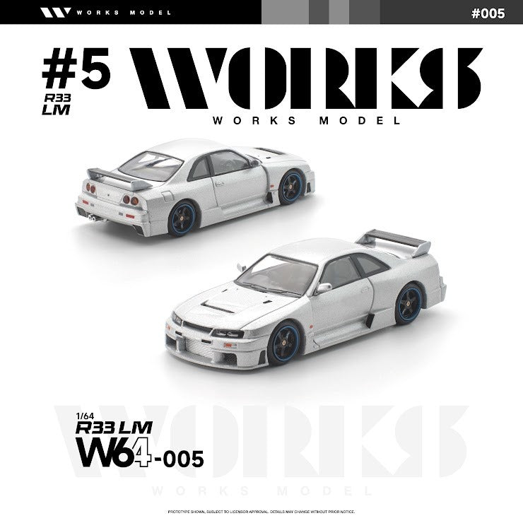[Preorder] Works Model 1:64 Nissan R33 LM SILVER W64-005