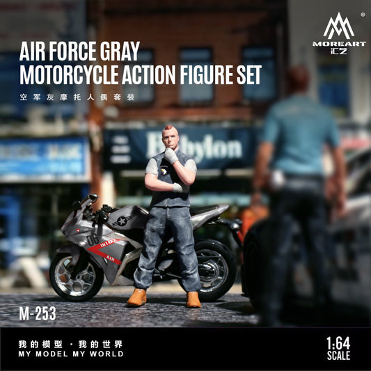 [Preorder] MoreArt 1:64 Air Force Grey Motorcycle Figure Set MO222253