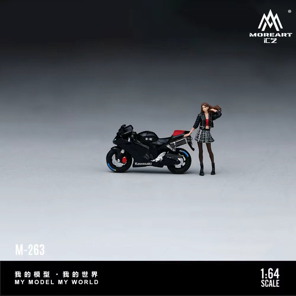 [Preorder] MoreArt 1:64 Kawasaki Night Fury Livery Motorcycle & Lady Figure Set MO222263