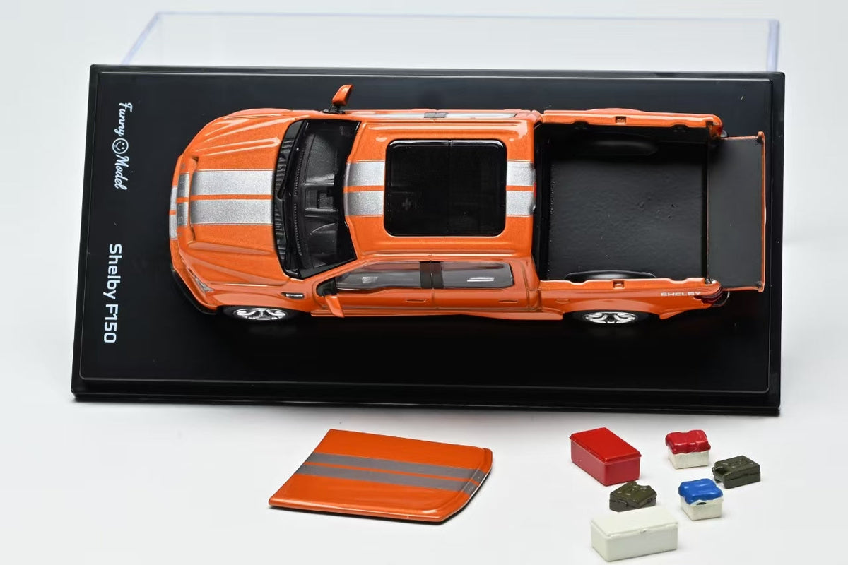 Funny Model 1:64 Shelby F150 Super Snake Orange with Silver strips