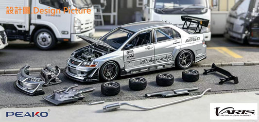 [Preorder] Peako x PP model 1:64 Varis Lancer Evolution IX Silver
