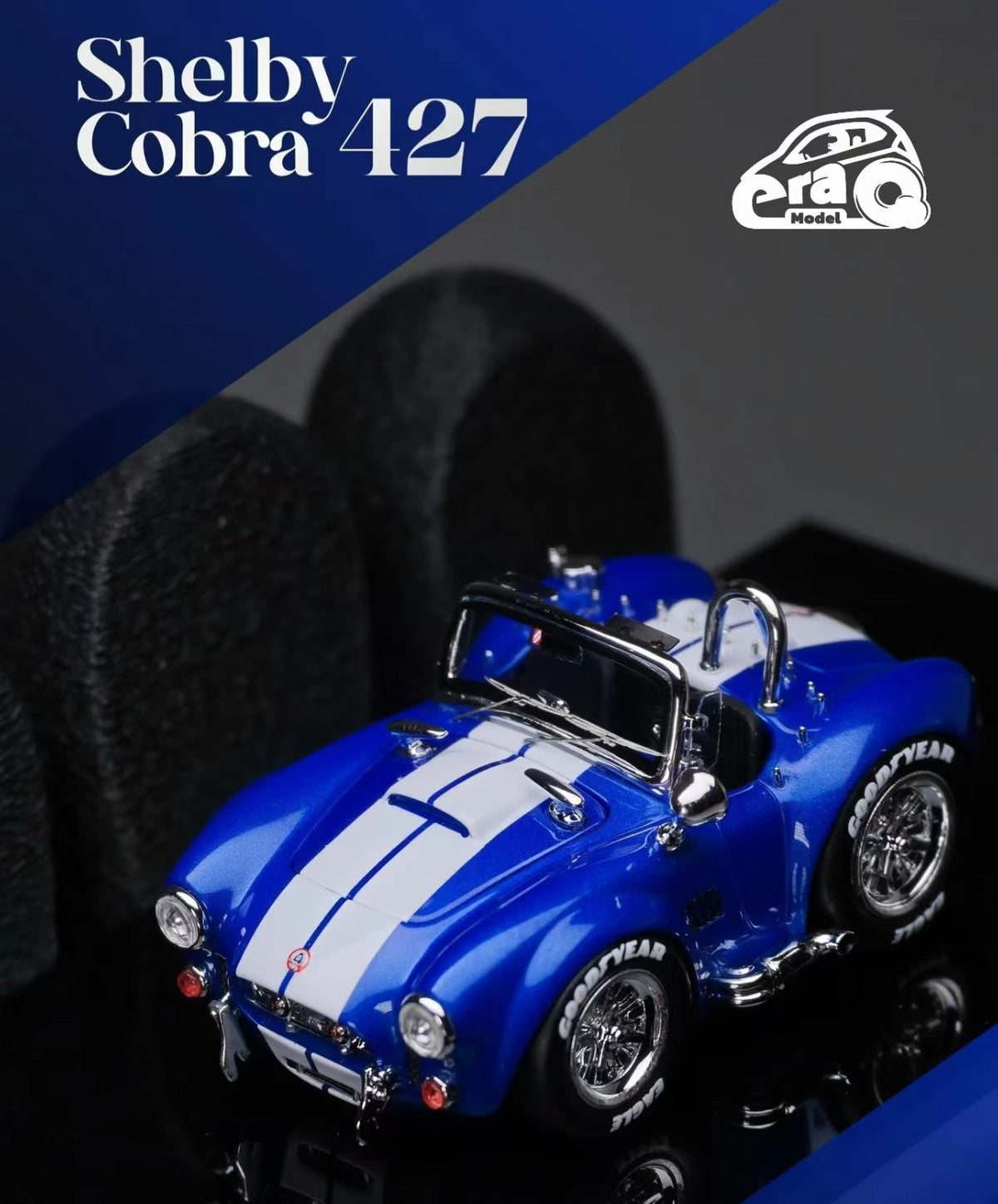[Preorder] EraQ X DYwork 1:64 Shelby Cobra 427 Blue Livery (with luggage bag)