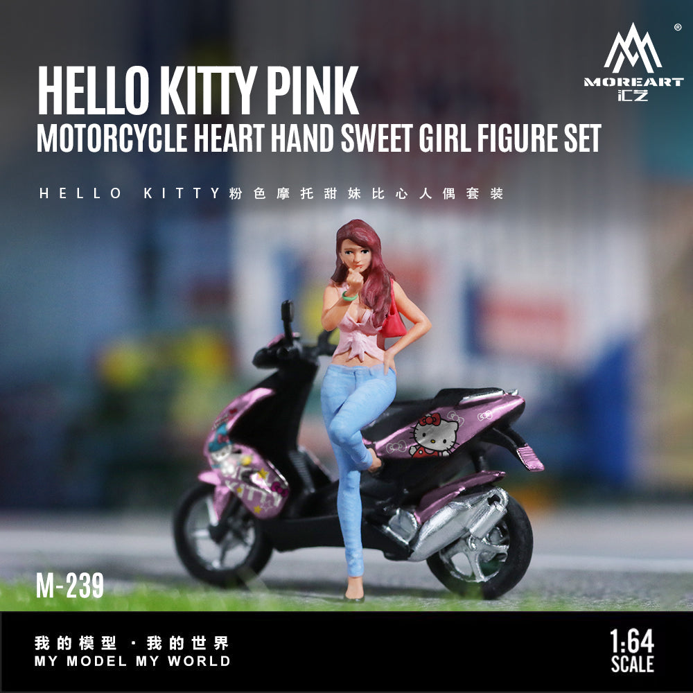 [Preorder] MoreArt 1:64 HELLO KITTY PINK MOTOR CYCLE HEART HAND SWEET GIRL FIGURE SET MO222239