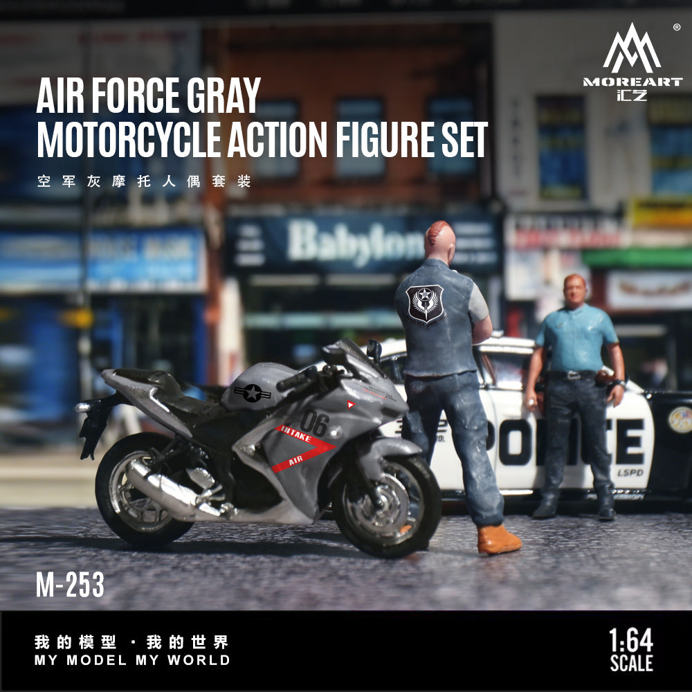 [Preorder] MoreArt 1:64 Air Force Grey Motorcycle Figure Set MO222253