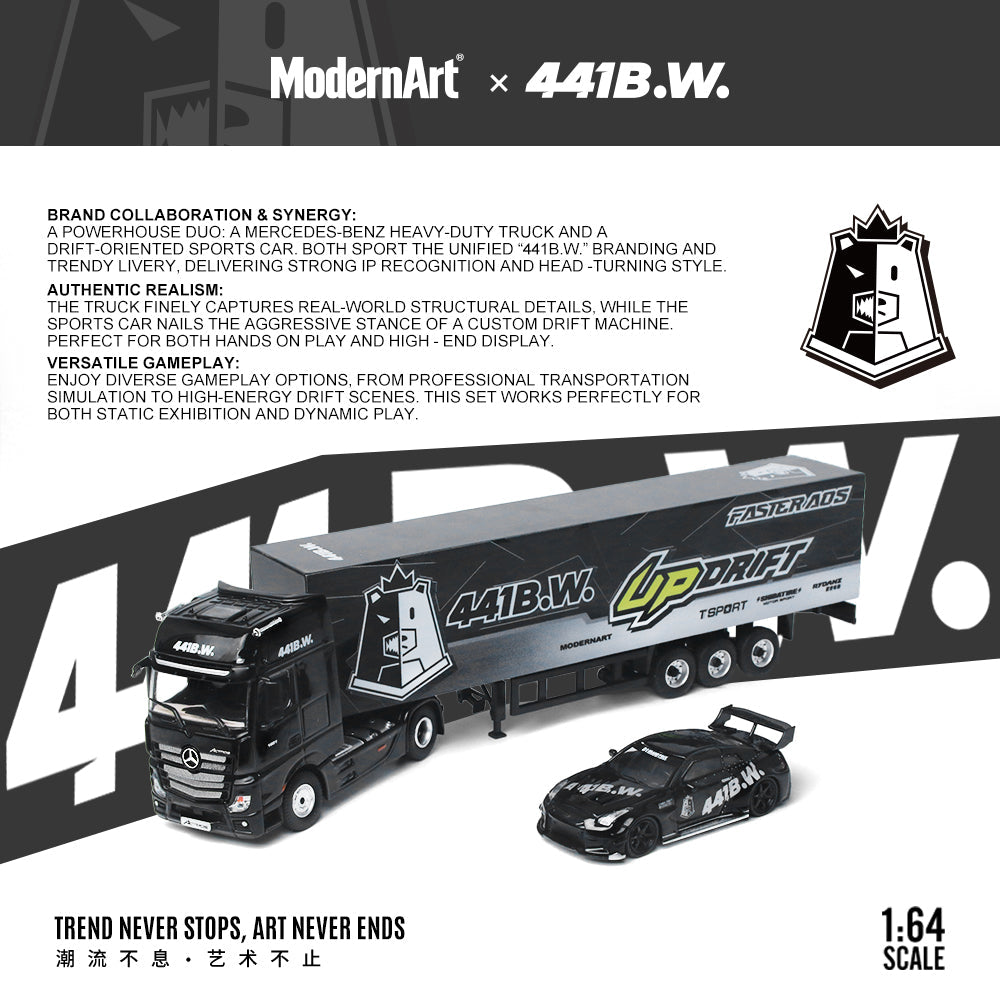 ModernArt 1:64 Nissan GTR35 & Mercedes Actros Truck set (2 Versions) MD641530/MD641531