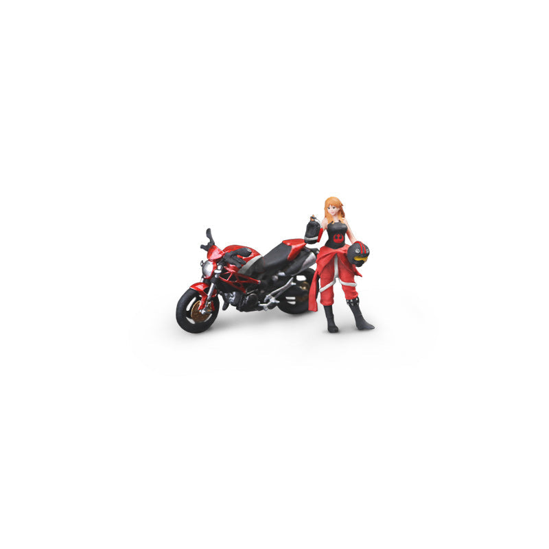 MoreArt 1:64 DUCATI MONSTER 696 RED AND BLACK COOL GIRL RIDING DOLL MO222220
