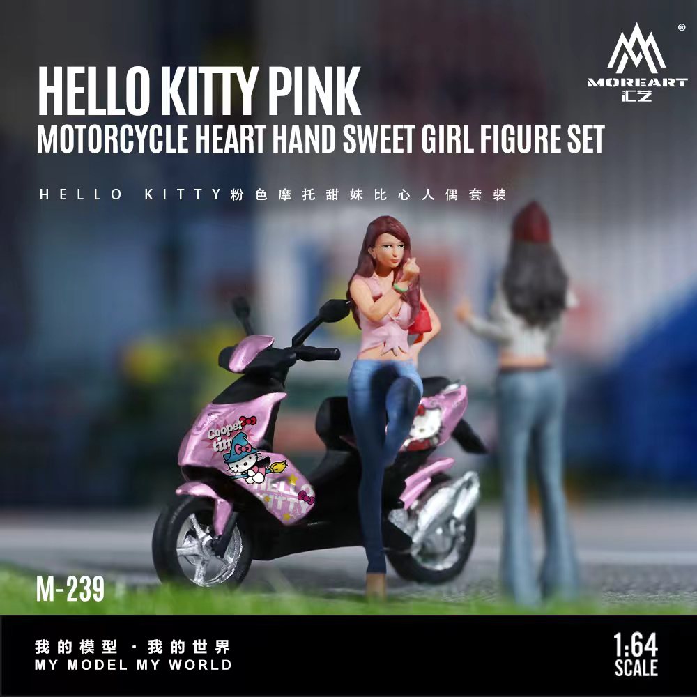 [Preorder] MoreArt 1:64 HELLO KITTY PINK MOTOR CYCLE HEART HAND SWEET GIRL FIGURE SET MO222239