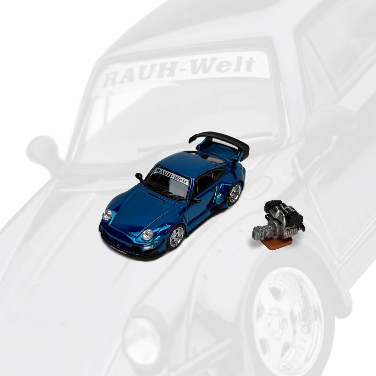 MOTORHELIX 1:64 Porsche RWB 993 Chrome Blue M62211DZ-YJ