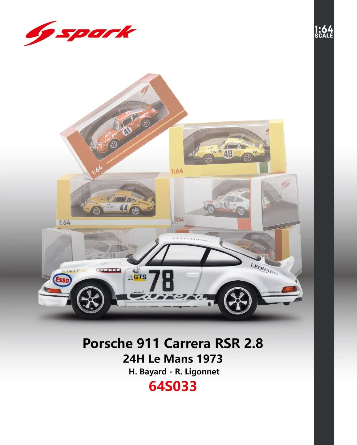 [Preorder] Spark 1:64 Porsche 911 Carrera RSR (7 Colours) 64S020/64S030/64S031/64S032/64S033/64S034/64S054