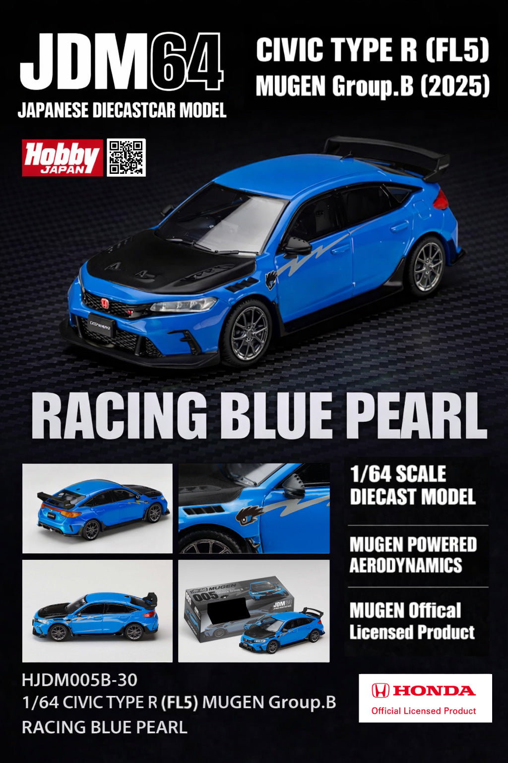 [Preorder] Hobby Japan 1:64 Honda CIVIC TYPE R (FL5) MUGEN Group.B (2025) (2 Colours) HJDM005B-29/HJDM005B-30