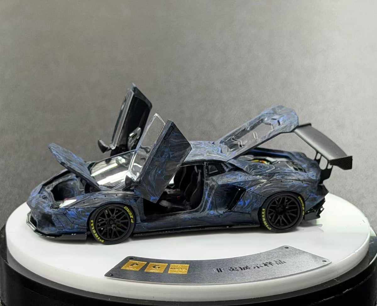 PGM 1:64 Lamborghini LB700 Blue Carbon Real Carbon
