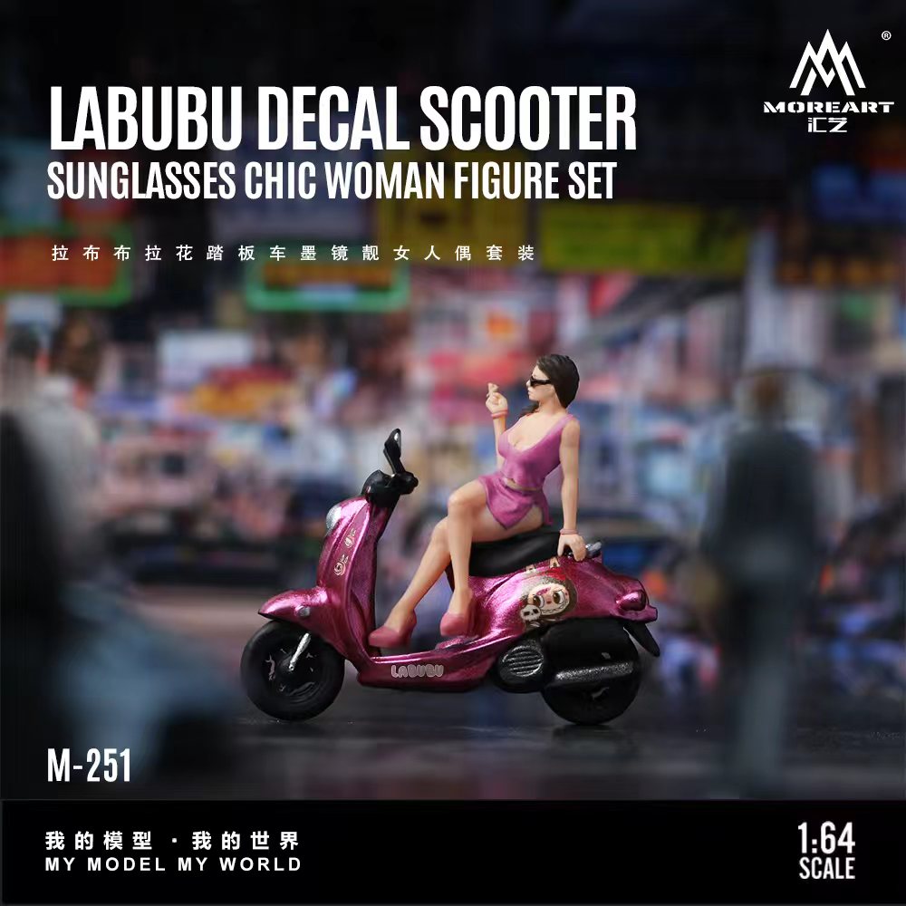 [Preorder] MoreArt 1:64 LABUBU Decal Scooter Sunglasses Chic Woman Figure Set MO222251