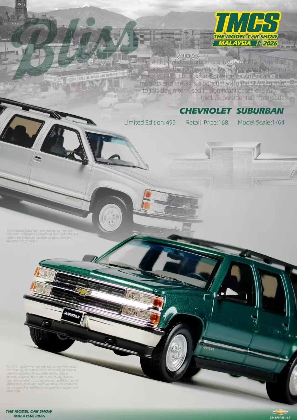 [Preorder] BLISS 1:64 Chevrolet Suburban (2 Colours)