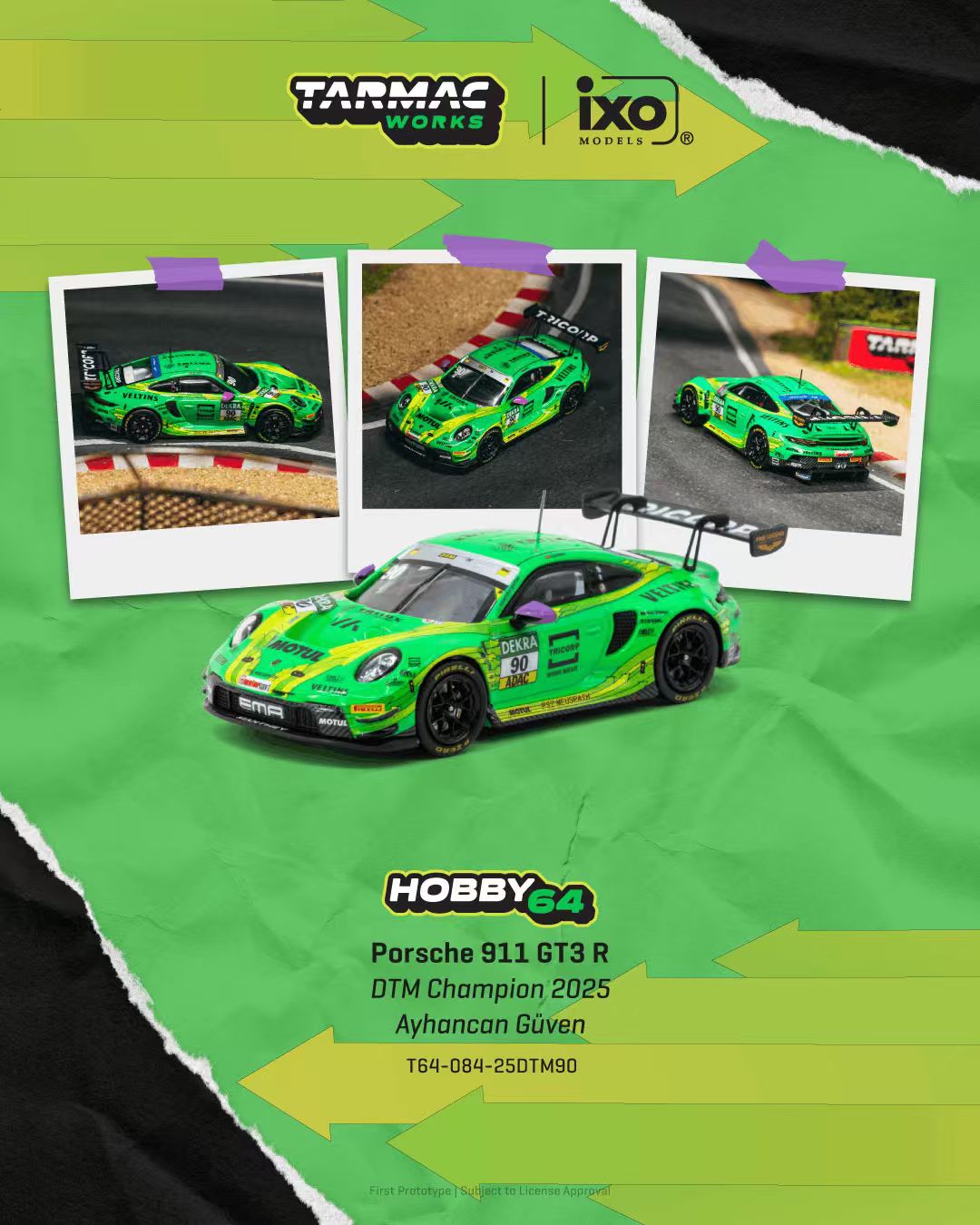 [Preorder] Tarmac Works 1:64 Porsche 911 GT3 R DTM Champion 2025 Ayhancan Güven T64-084-25DTM90