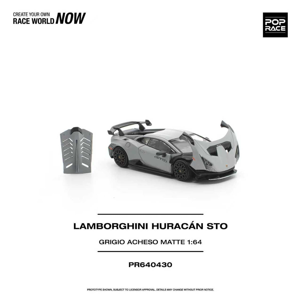[Preorder] POPRACE 1:64 Lamborghini Huracan STO GRIGIO ACHESO MATTE PR640430