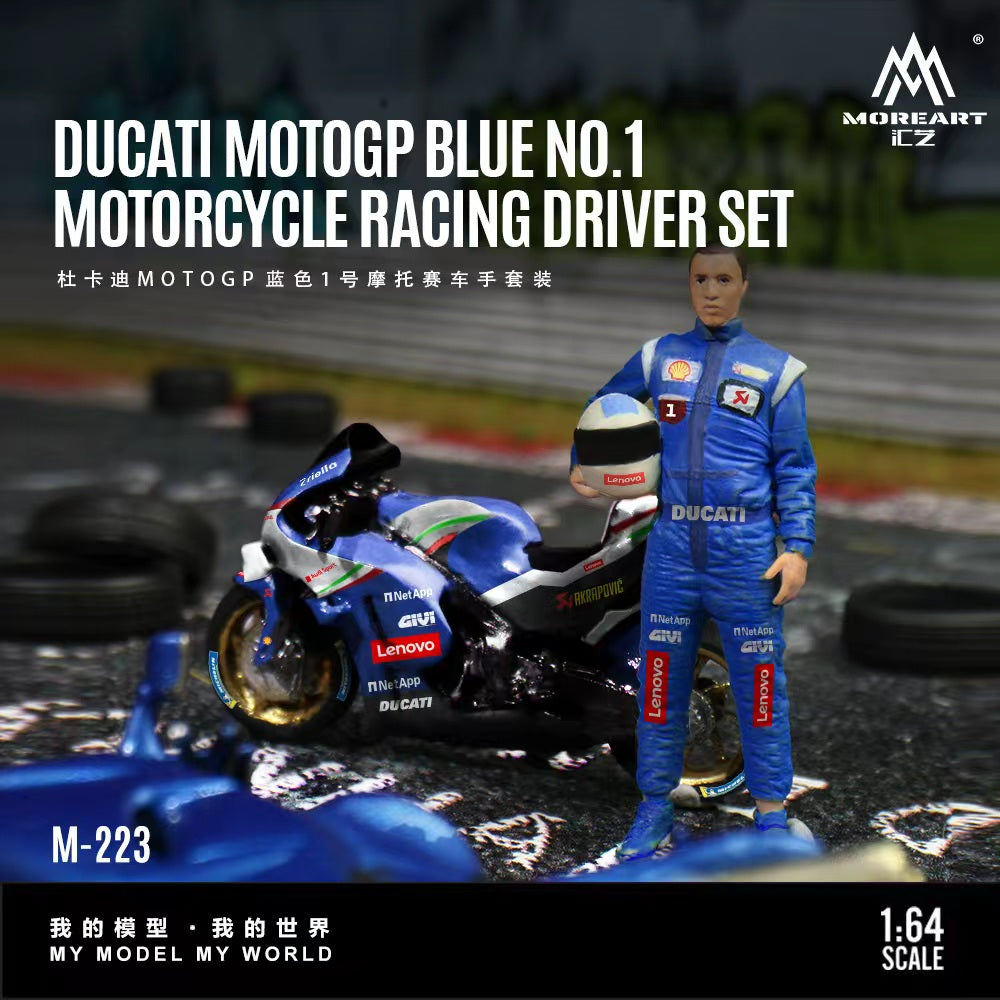 MoreArt 1:64 DUGATI MOTOGP BLUE NO.1 MOTORCYCLE RAGING DRIVER SET MO222223