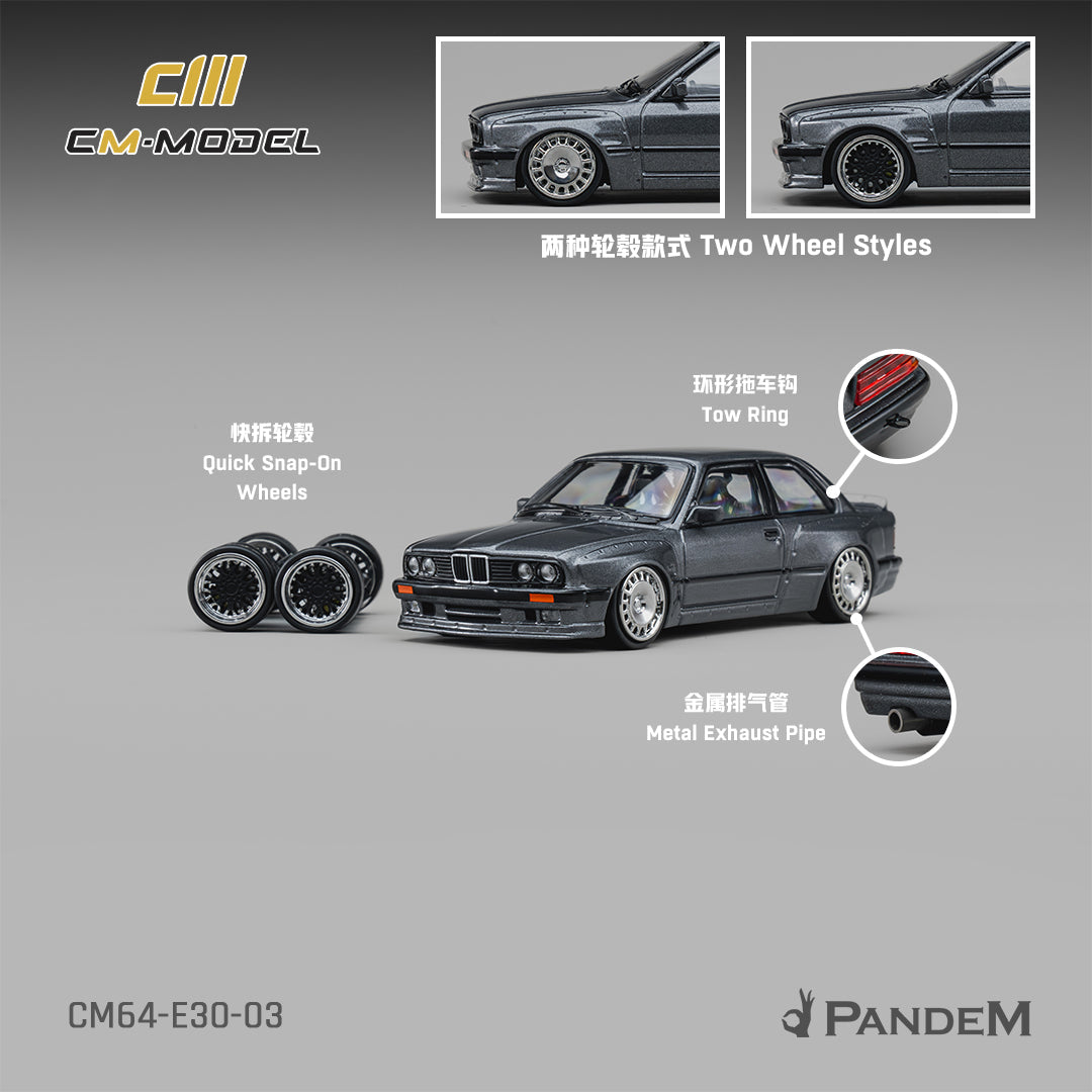 [Preorder] CM Model 1:64 Pandem BMW M3 E30 Metallic gunmetal gray CM64-E30-03