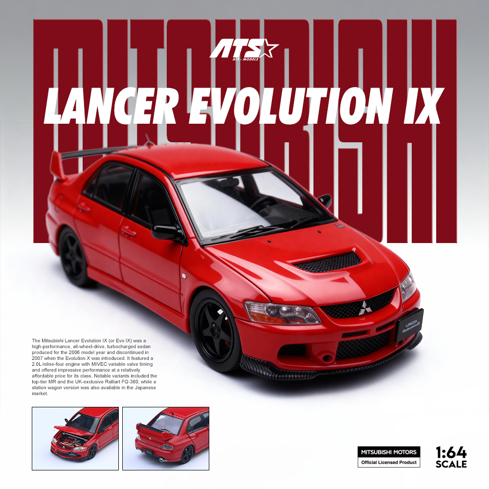[Preorder] ATS Model 1:64 Mitsubishi LANCER EVOLUTION IX (2 Colours) ATS880801/ ATS880803