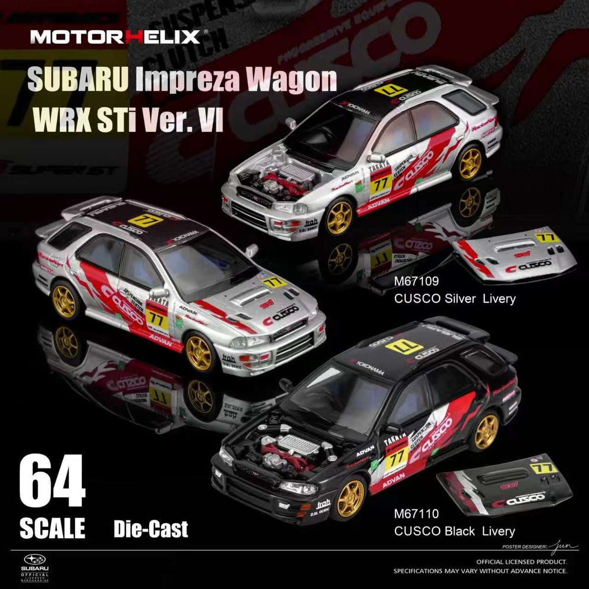 [Preorder] MOTORHELIX 1:64 Subaru lmpreza Wagon WRX STi Version VI M67109/M67110 (2 Variants)