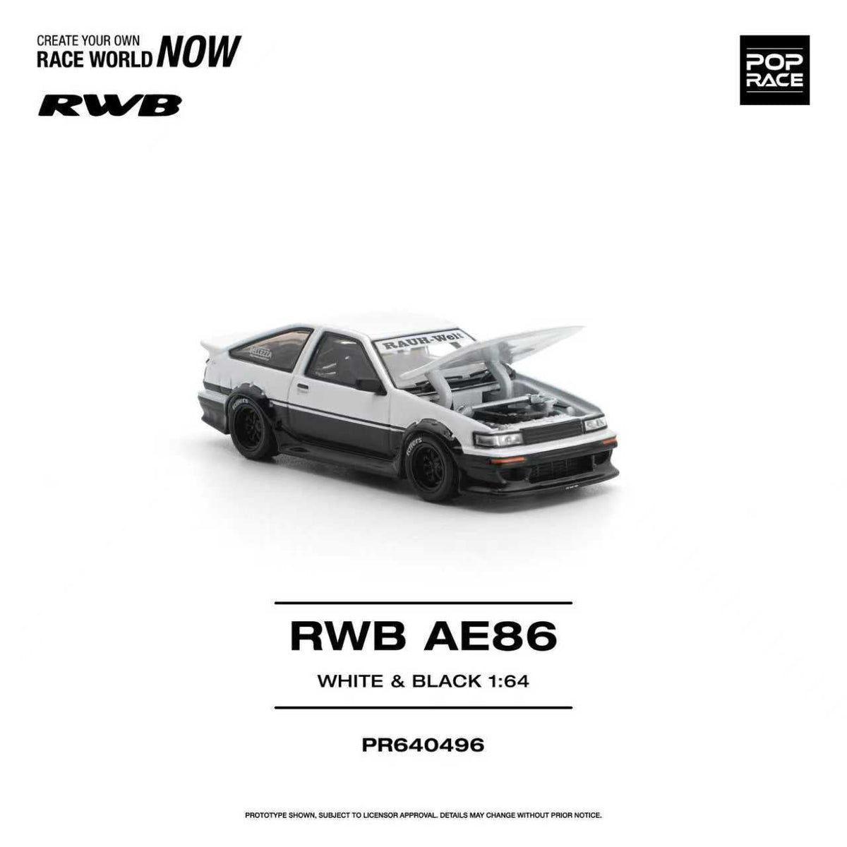 [Preorder] POPRACE 1:64 Toyota RWB AE86 WHITE BLACK PR640496