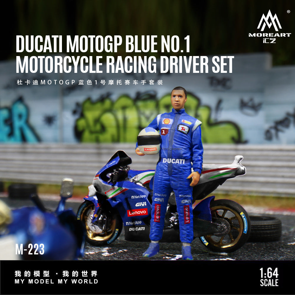 MoreArt 1:64 DUGATI MOTOGP BLUE NO.1 MOTORCYCLE RAGING DRIVER SET MO222223