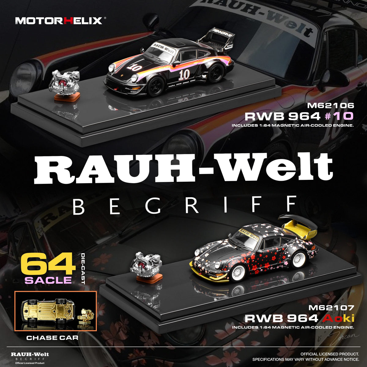 [Preorder] MOTORHELIX 1:64 Porsche RWB 964 (4 Colours) M62104/M62105/M62106/M62107