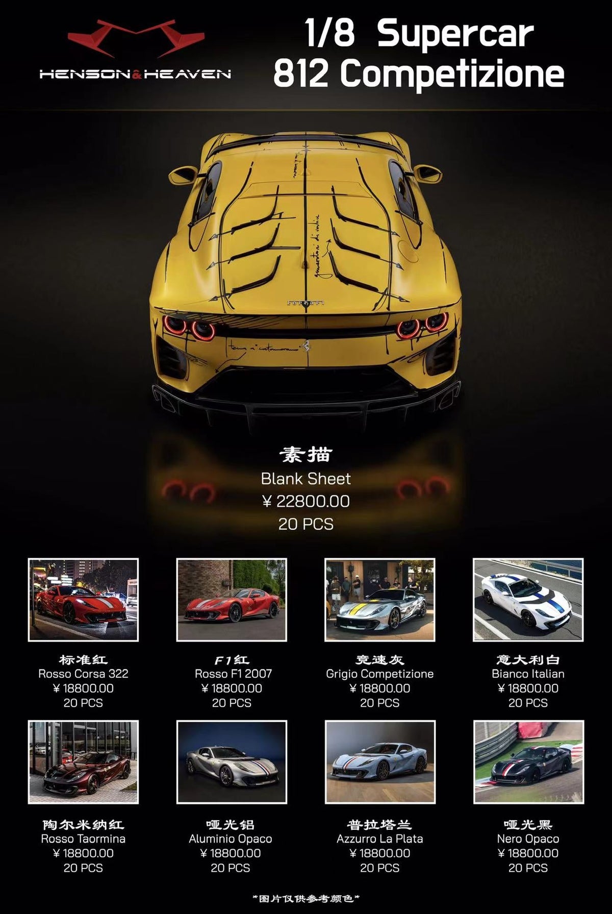 [Preorder] HH Model 1:8 Supercar Series Ferrari 812C (9 Colours)