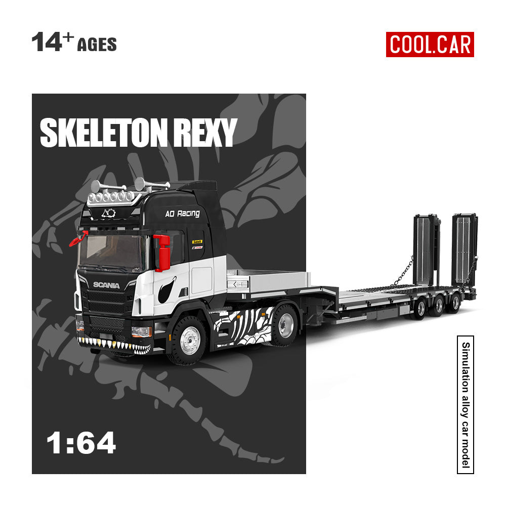 [Preorder] Cool Car 1:64 Scania flatbed trailer Skeleton Rexy Livery CC647505