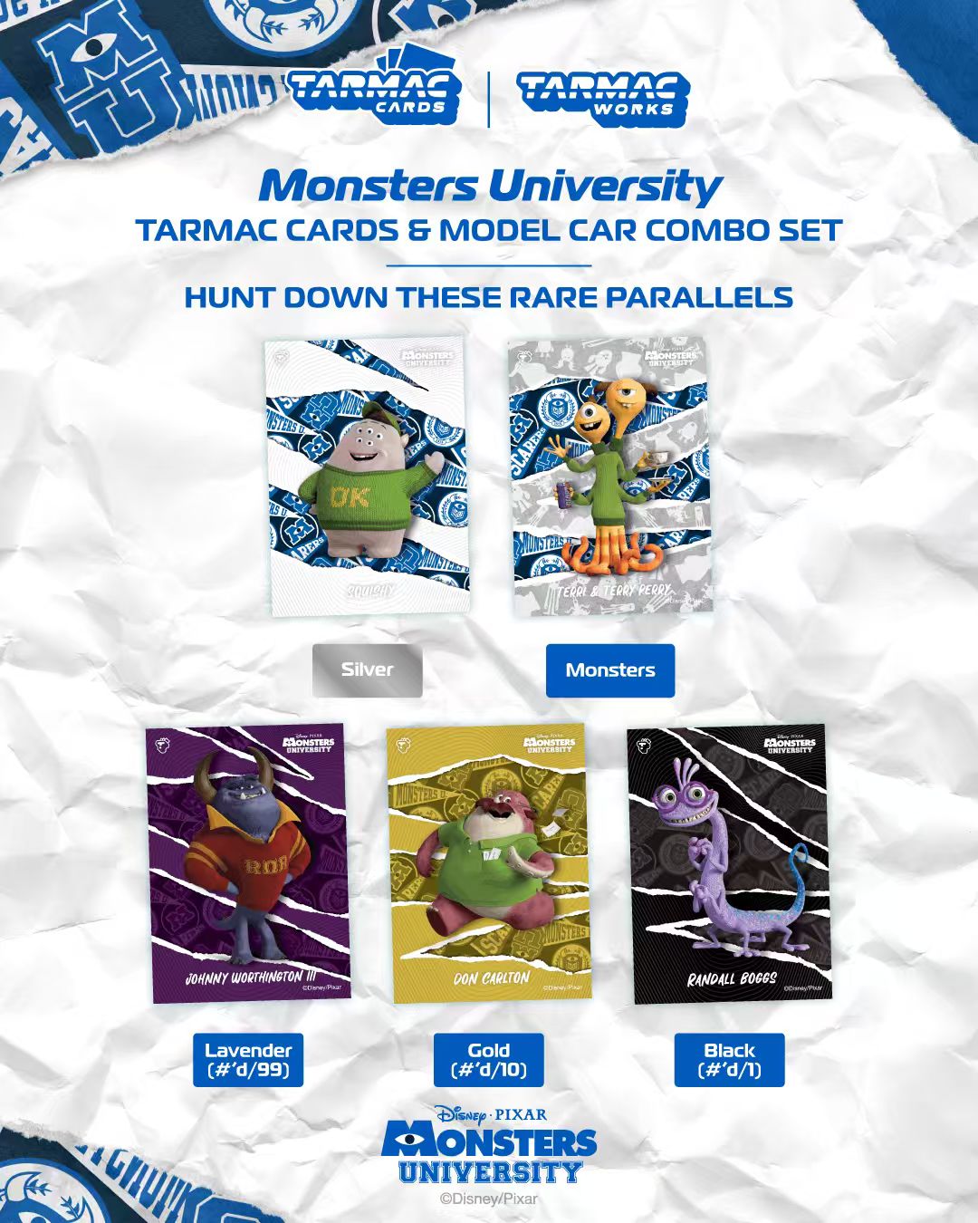 [Preorder] Tarmac Works 1:64 Toyota Hiace Widebody Monsters University Model Car + Tarmac Cards Combo Set T64-038-MI